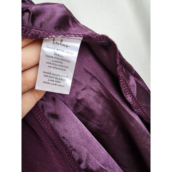 Lulu's Maxi Dress L Enchant My Love Dark Purple V-Neck Long Sleeve Wine Burgundy - Picture 6 of 12